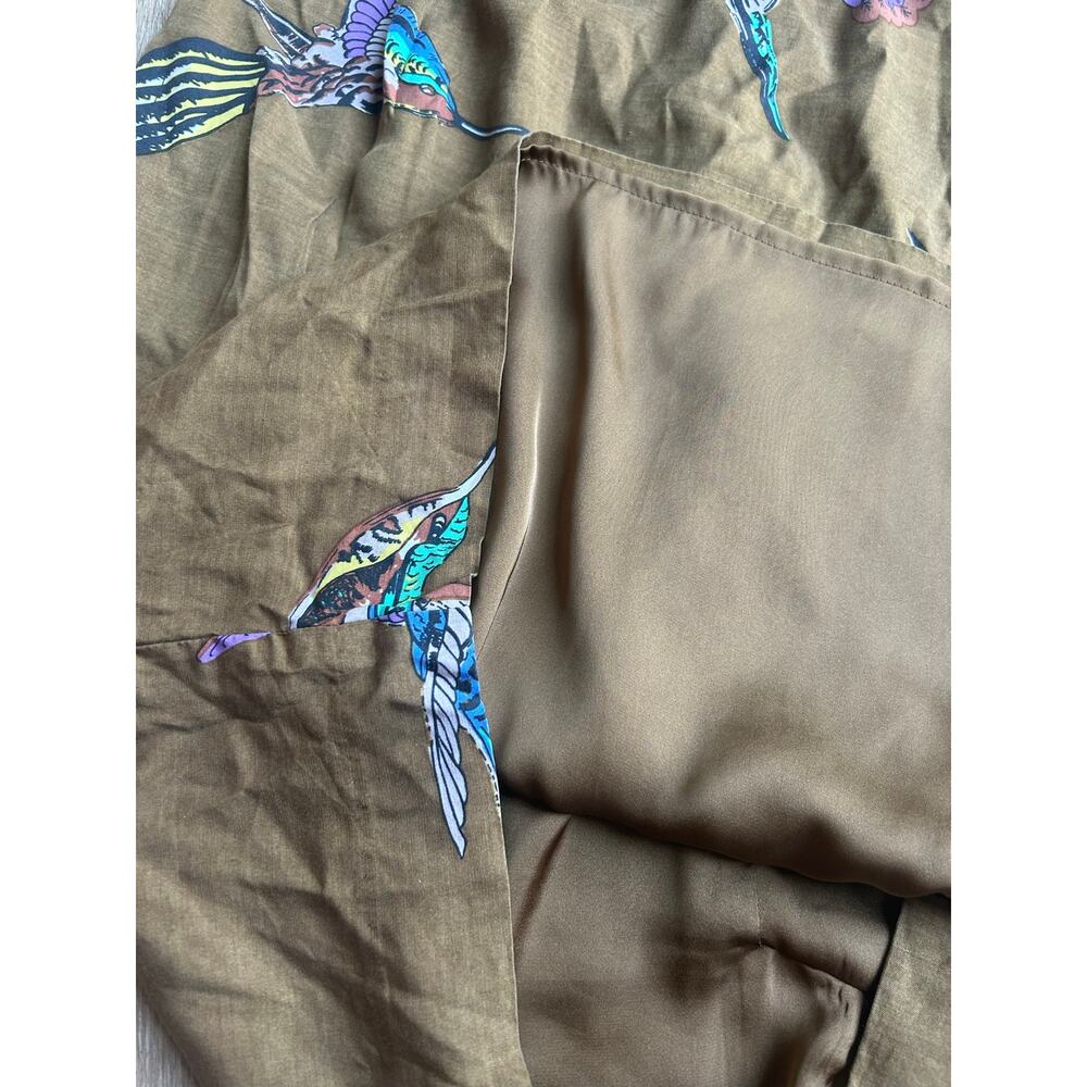 Boden Hummingbird Print Silk Blend RollCollar earthy whimsical retro elevated - Picture 16 of 16